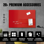STEPLO (Red) Magnetic Glass Dry Erase Board - Modern & Sleek - Image 8