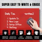 STEPLO (Red) Magnetic Glass Dry Erase Board - Modern & Sleek - Image 6