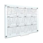 White (Magnetic) Glass Whiteboard Yearly Calendar Planner - 36 x 46 Inch