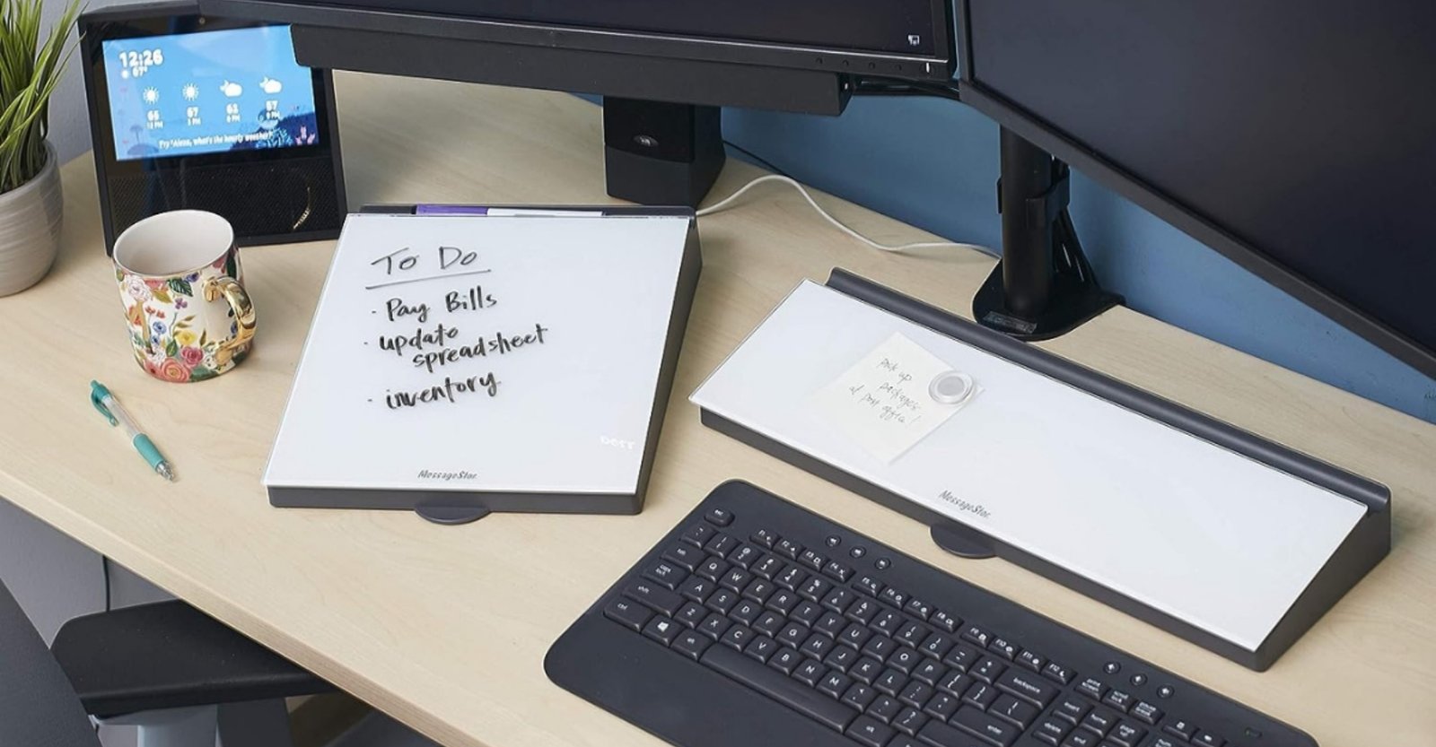 Compact and stylish desk glass boards for brainstorming and productivity.